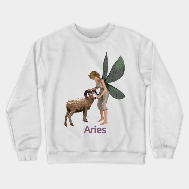 Aries woman girl fairy faerie elf ram zodiac horoscope Crewneck Sweatshirt by Fantasyart123